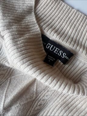 GUESS Cream Ribbed Cowl Neck Sweater